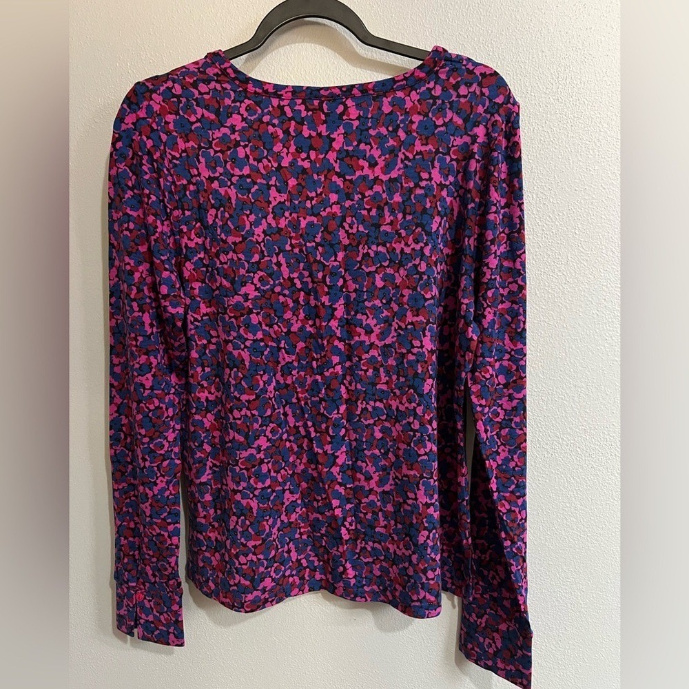 Westbound Womens Floral V-Neck Long Sleeve Top Pink Blue Red Size M NWOT - Picture 4 of 10